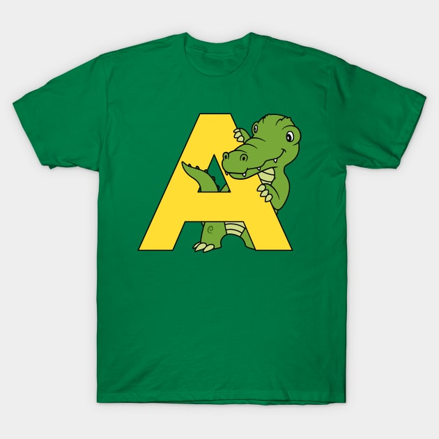 Letter A with Aligator T-Shirt by BoombasticArt